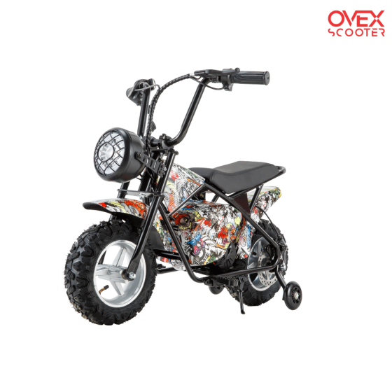 Minimoto Eléctrica OVEX 300W 36V Litio COMICS BLANCA para niños - Moto Infantil