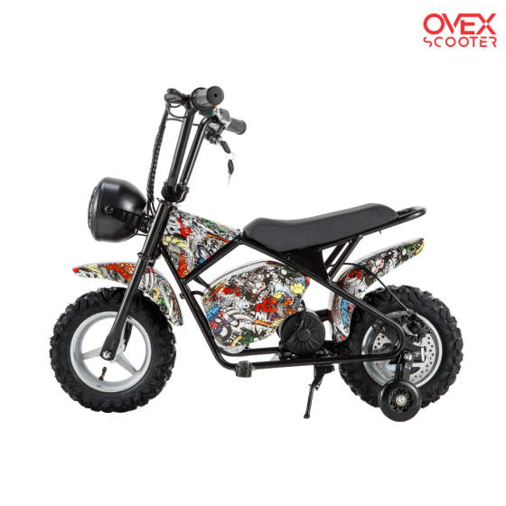 Minimoto Eléctrica OVEX 300W 36V Litio COMICS BLANCA para niños - Moto Infantil 2